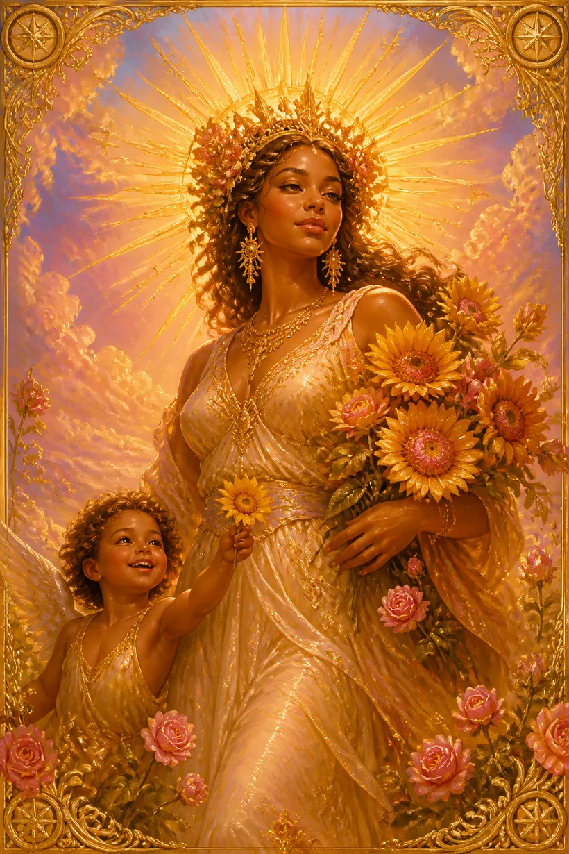 The Sun tarot card from the Cards with Carla deck